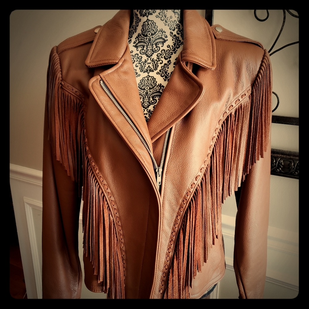 On The Fringe Custom Leather jacket and chaps